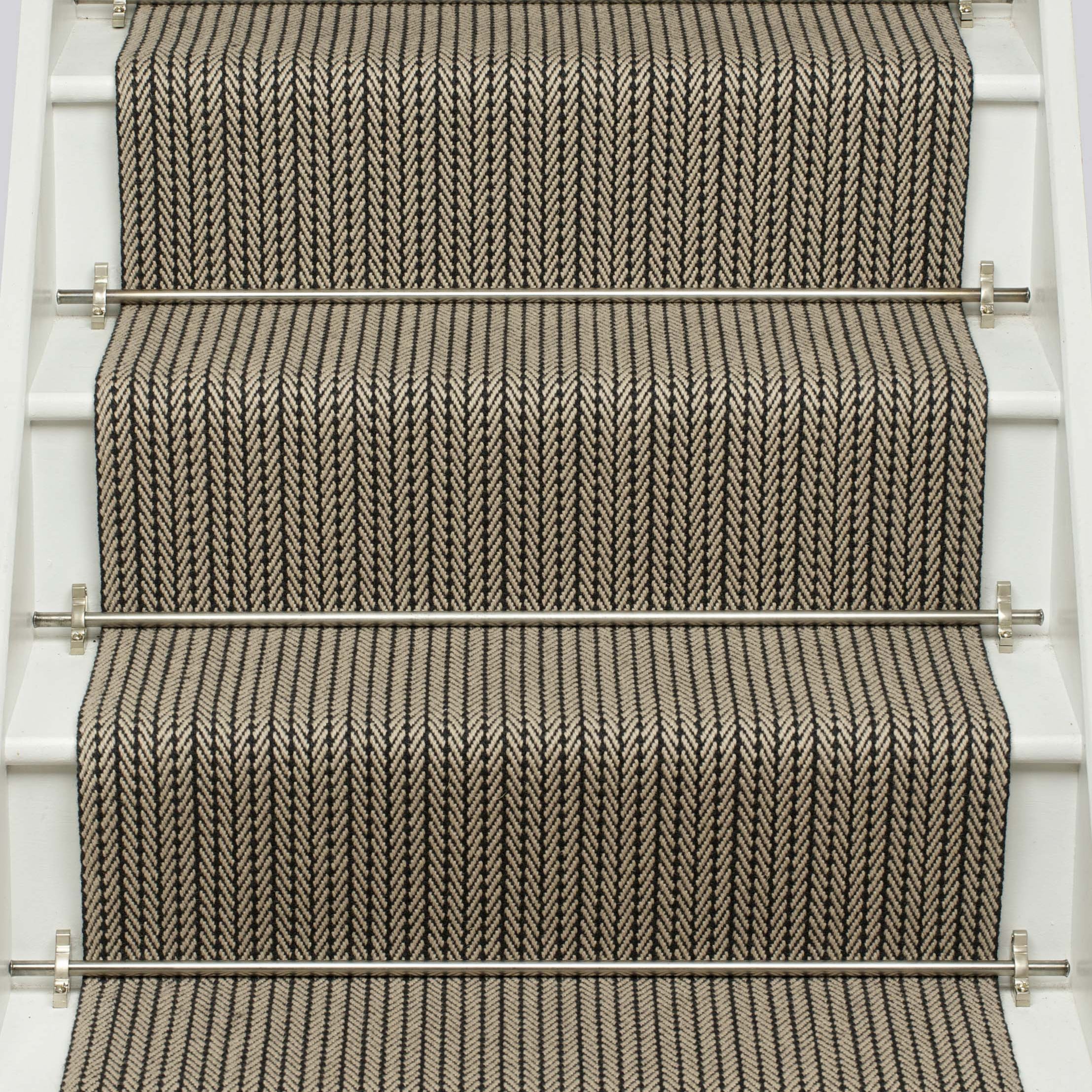 Striped flatweave runner in black and ivory