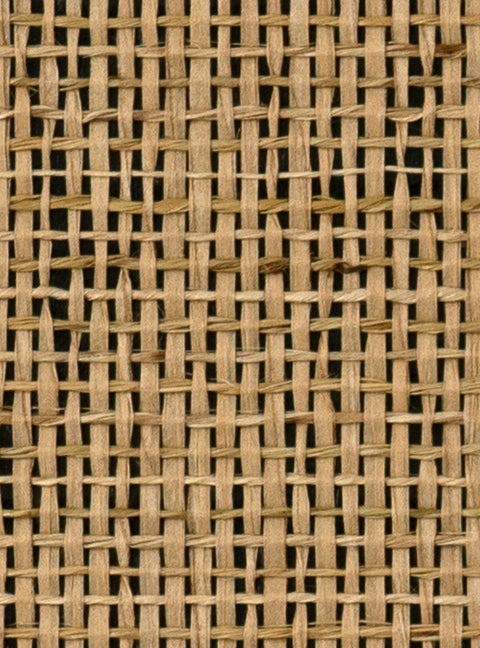 Detail of a jute grasscloth wallpaper on a glossy black paper.