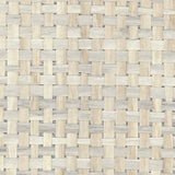 Detail of a paperweave grasscloth wallpaper in cream and gray.