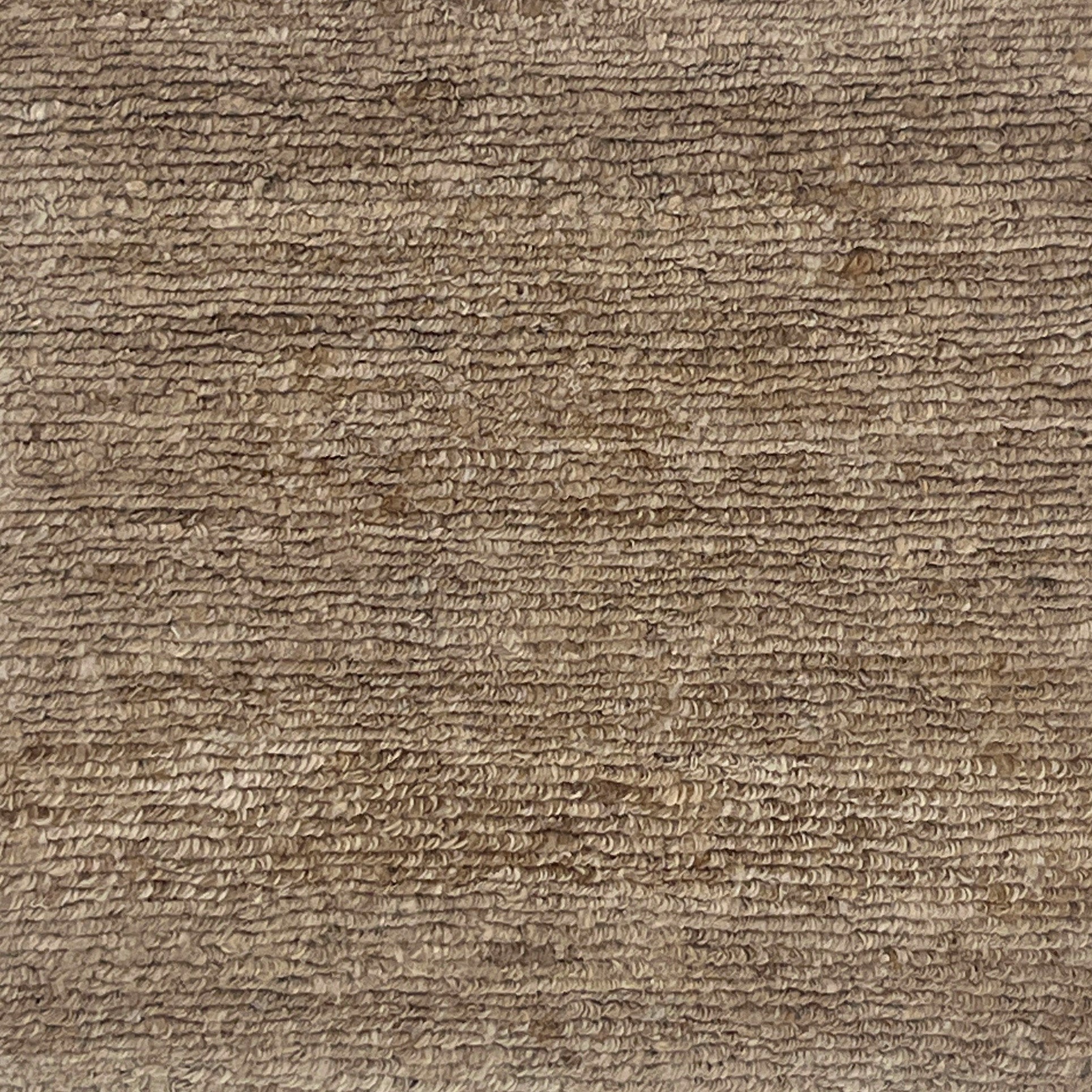 A close-up of a handknotted rug with a textural loop weave in natural allo fibre. 