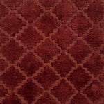 Close-up of a handknotted rust red fabric with a geometric pattern