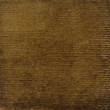 Handknotted silk rug with solid cut pile in warm brown. 