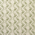 Fabric in a diamond grid pattern in olive on a cream field.