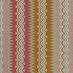 Handwoven silk fabric with wavy and zigzag designs in pink, red, orange, and green.