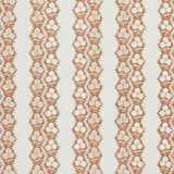 Fabric in a botanical stripe print in sienna on a white field.