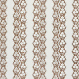 Fabric in a botanical stripe print in brown on a white field.