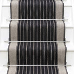 Striped flatweave runner in black and white