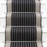 Striped flatweave runner in black and white