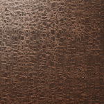 Detail of wallpaper in an irregular textural print in metallic brown on a brown field.