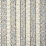 Broadloom carpet with stripes of cream and blue.