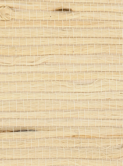 Detail of a jute grasscloth wallpaper in light tan on a paper backing.