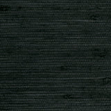 Detail of a grasscloth wallpaper with a jute with rich texture in inky black.