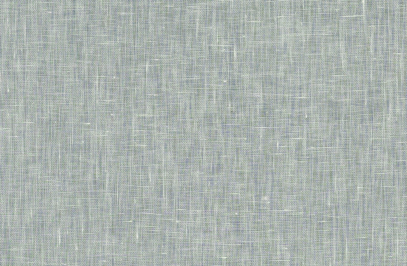 Detail of a grasscloth wallpaper in textured pale aqua on a paper backing.