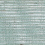 Detail of a sisal grasscloth wallpaper in pastel blue on a white paper backing.