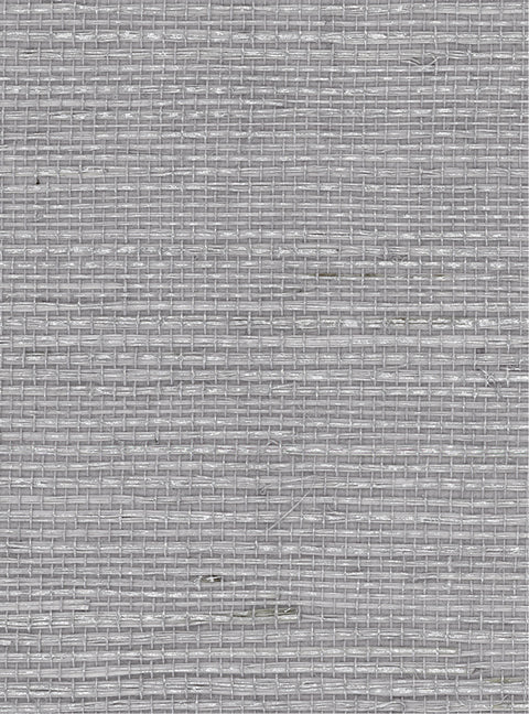 Detail of a sisal grasscloth wallpaper in metallic gray on a gray paper backing.