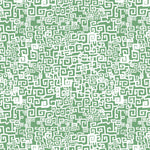 Hand drawn Greek Key pattern in white on green.