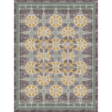 Decorative rug with geometric pattern on a plain background