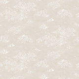 Painterly cloud pattern in white on a beige watercolor field.