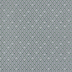 Wallpaper panel in a geometric grid print in shades of green, blue and gray.