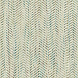 Broadloom carpet in a textural herringbone strié in cream with heathered green, teal and brown.