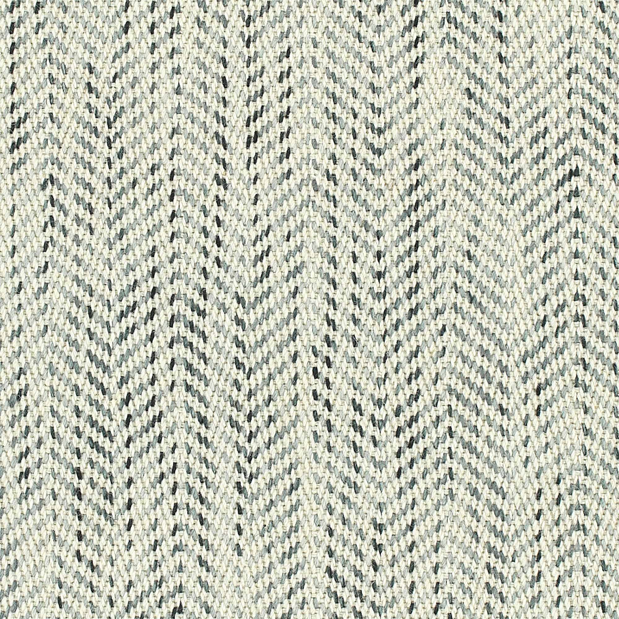 Broadloom carpet in a textural herringbone strié in cream with heathered grey and charcoal.