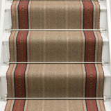 Striped flatweave runner in tan and red