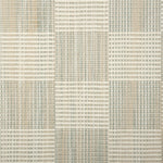 Broadloom carpet in a ribbed checkerboard pattern in cream and cool grey.