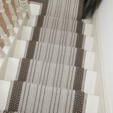 Striped flatweave runner in light grey and black