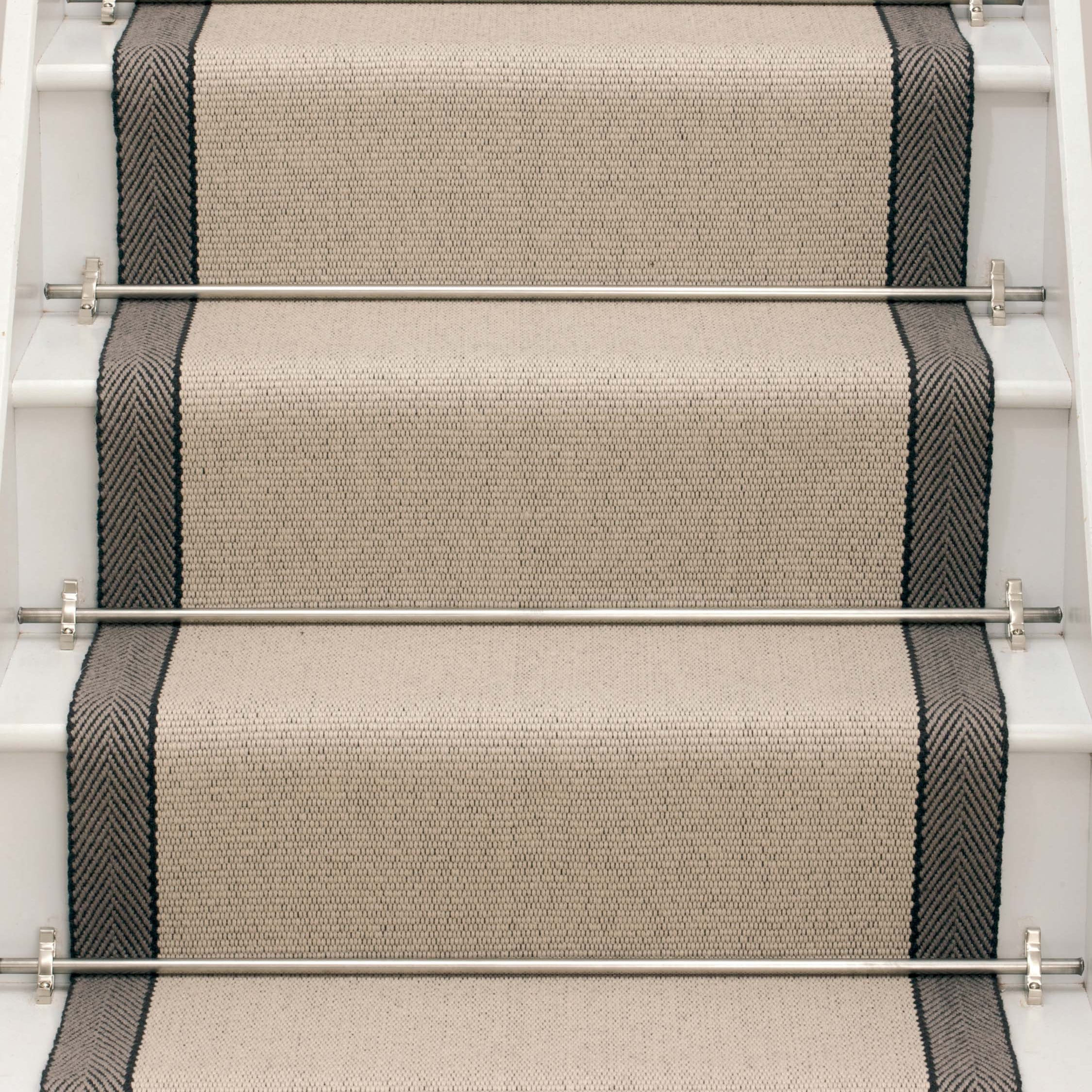Striped flatweave runner in cream and black