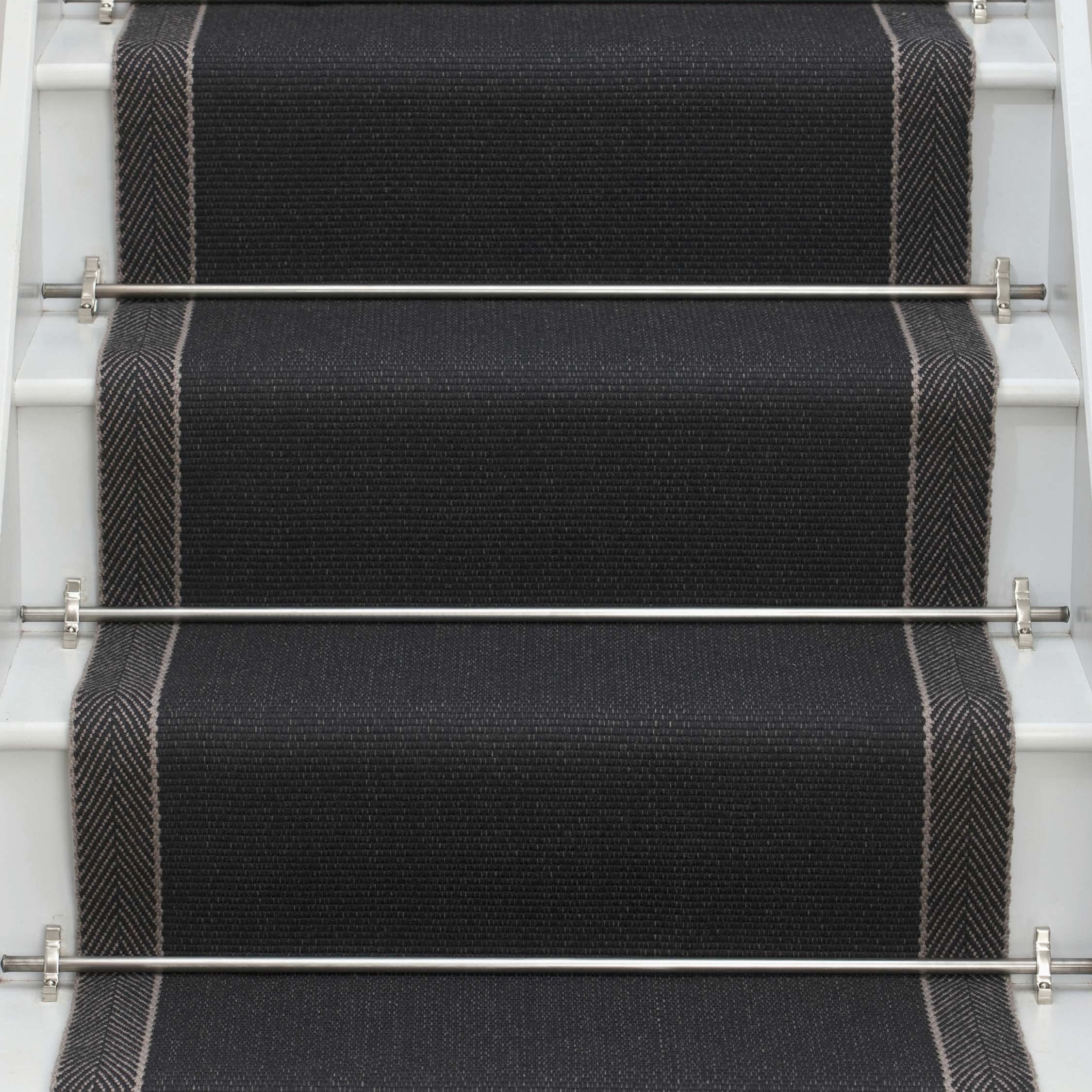 Striped flatweave runner in charcoal