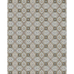 Patterned rug with geometric design on a white background