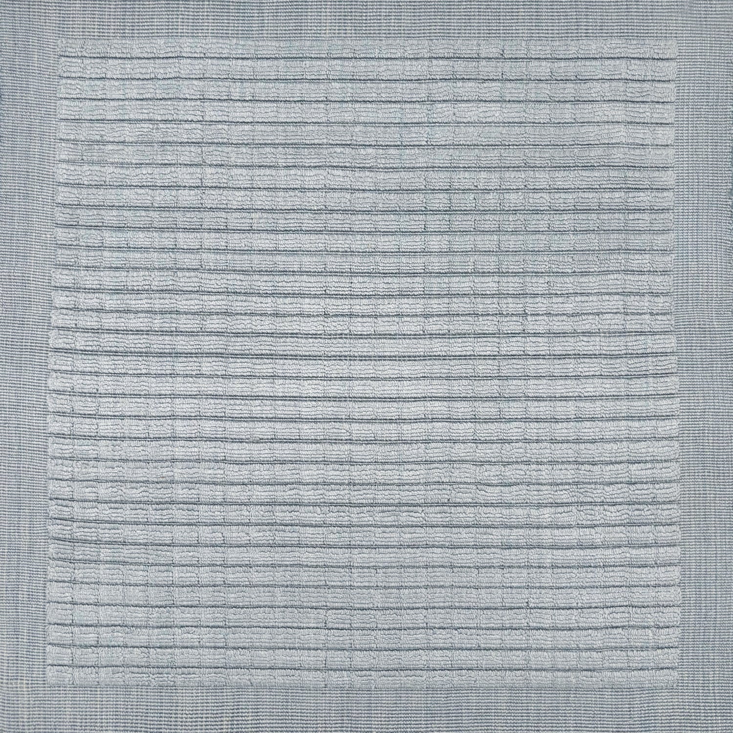 Handknotted rug sample with a tonal light blue gridded motif.