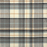 Flatwoven rug in a window pane pattern in cream, grey, tan, black and turquoise blue. 