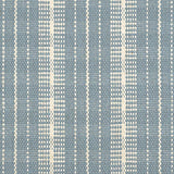 Broadloom carpet in a mixed width stripe design in ivory on a cornflower blue field. 