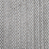 Broadloom carpet in a textured stripe in silver-y taupe. 