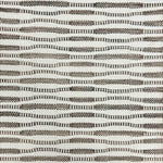 Broadloom carpet in a flatwoven wavy stripe in brown on a cream field. 