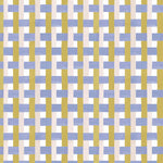 Detail of fabric in an interlocking checked pattern in shades of pink, mustard and blue.