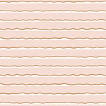 Detail of wallpaper in an undulating stripe pattern in pink, white and gold.