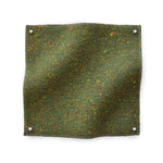 Square fabric swatch of heathered wool in an olive colorway.