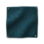 Square fabric swatch of heathered wool in a navy colorway.