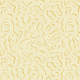 Detail of wallpaper in a painterly floral print in yellow and white on a light yellow field.