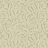 Detail of wallpaper in a painterly floral print in sage and white on a light green field.