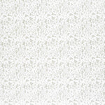 Detail of fabric in a small-scale floral pattern in shades of gray on a cream field.