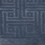 Handknotted rug with tonal greek key pattern in blue. 