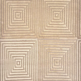 Handknotted rug sample in a nested repeating square motif in shades of taupe.