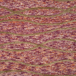 Handknotted rug with heathered magenta ground with a tan raised wavy stripe
