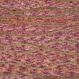 Handknotted rug with heathered magenta ground with a tan raised wavy stripe