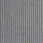 Detail of a hand-woven cotton striped fabric in navy blue and white.