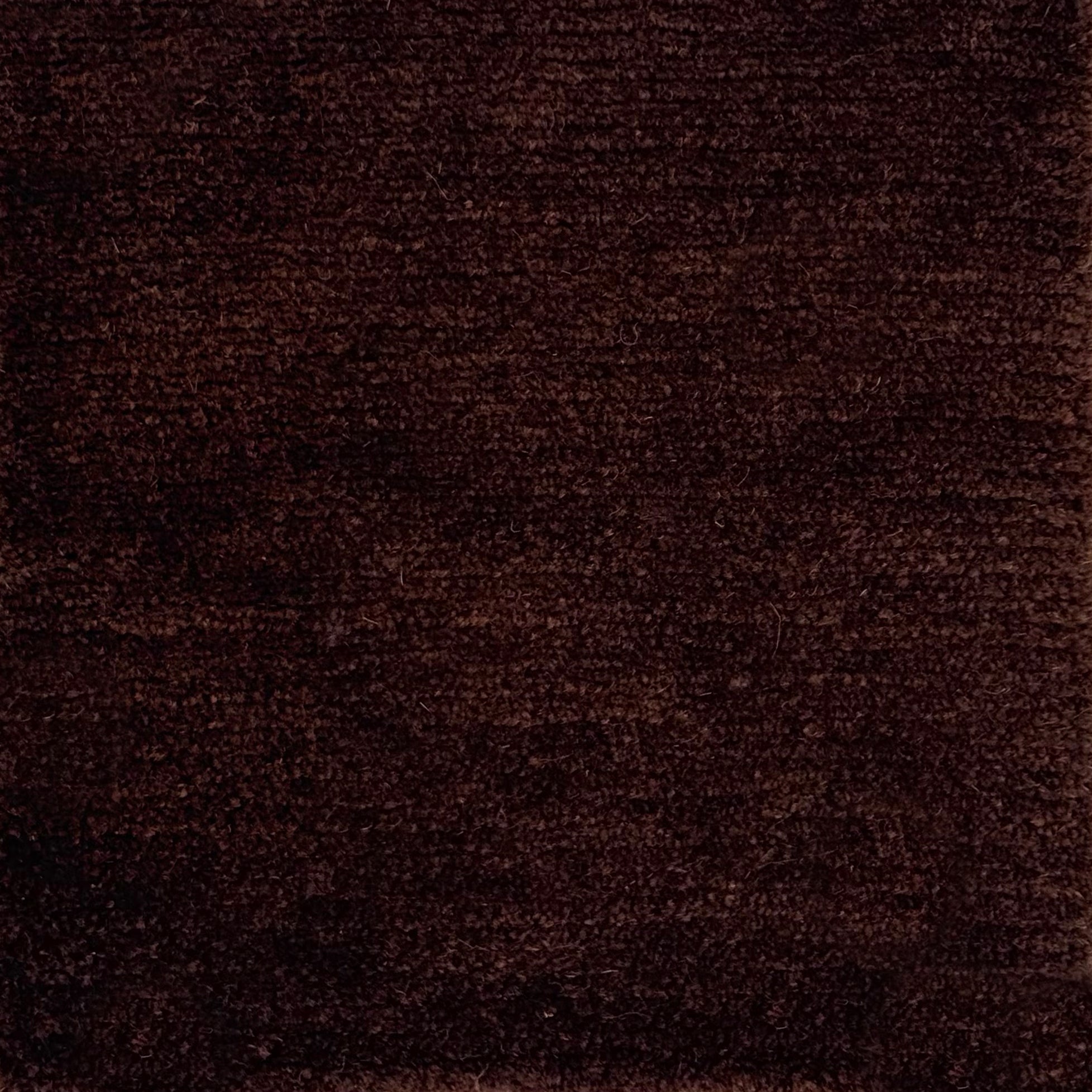 Handknotted rug in wool and merino in solid cut pile in dark brown.