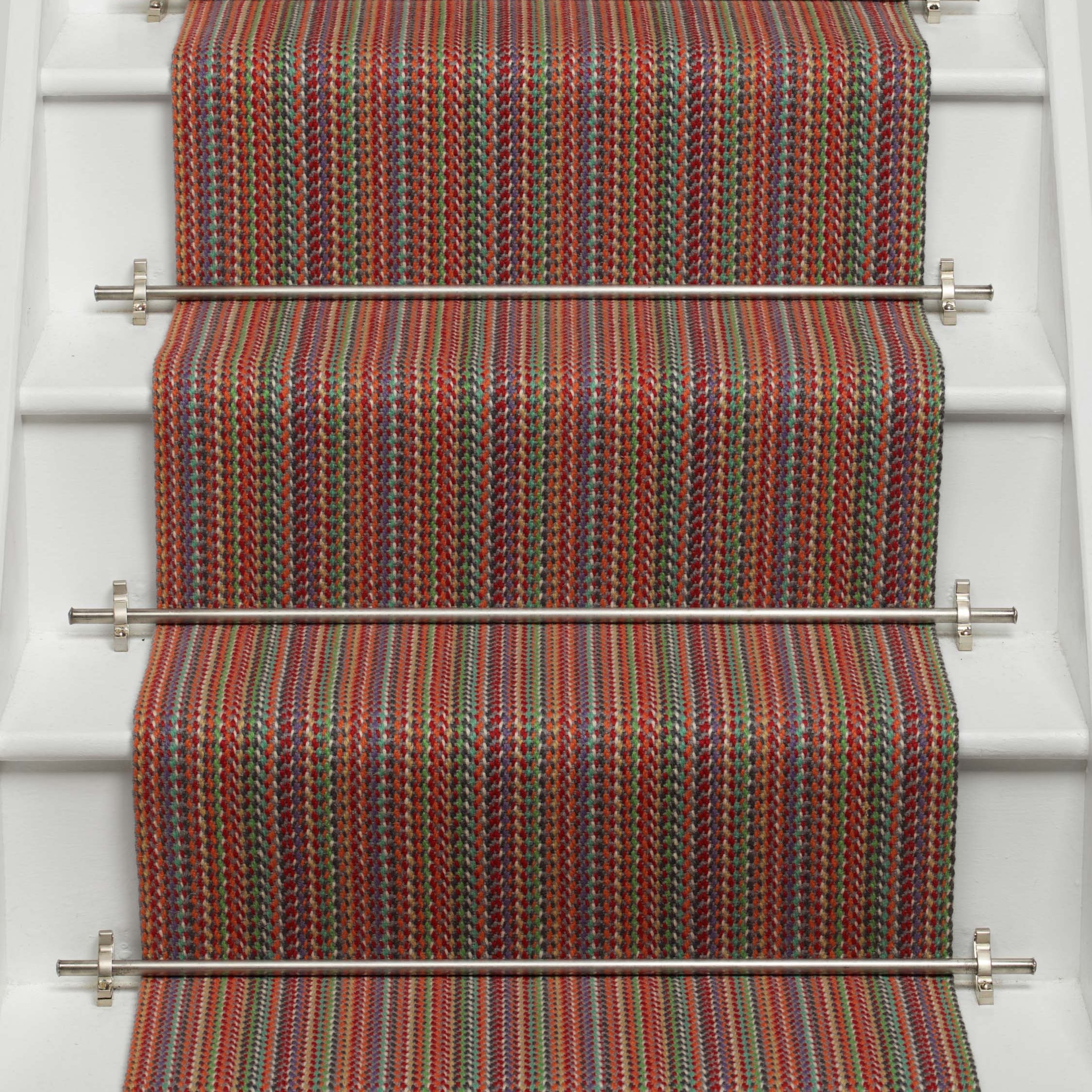 Striped flatweave runner in red orange green blue